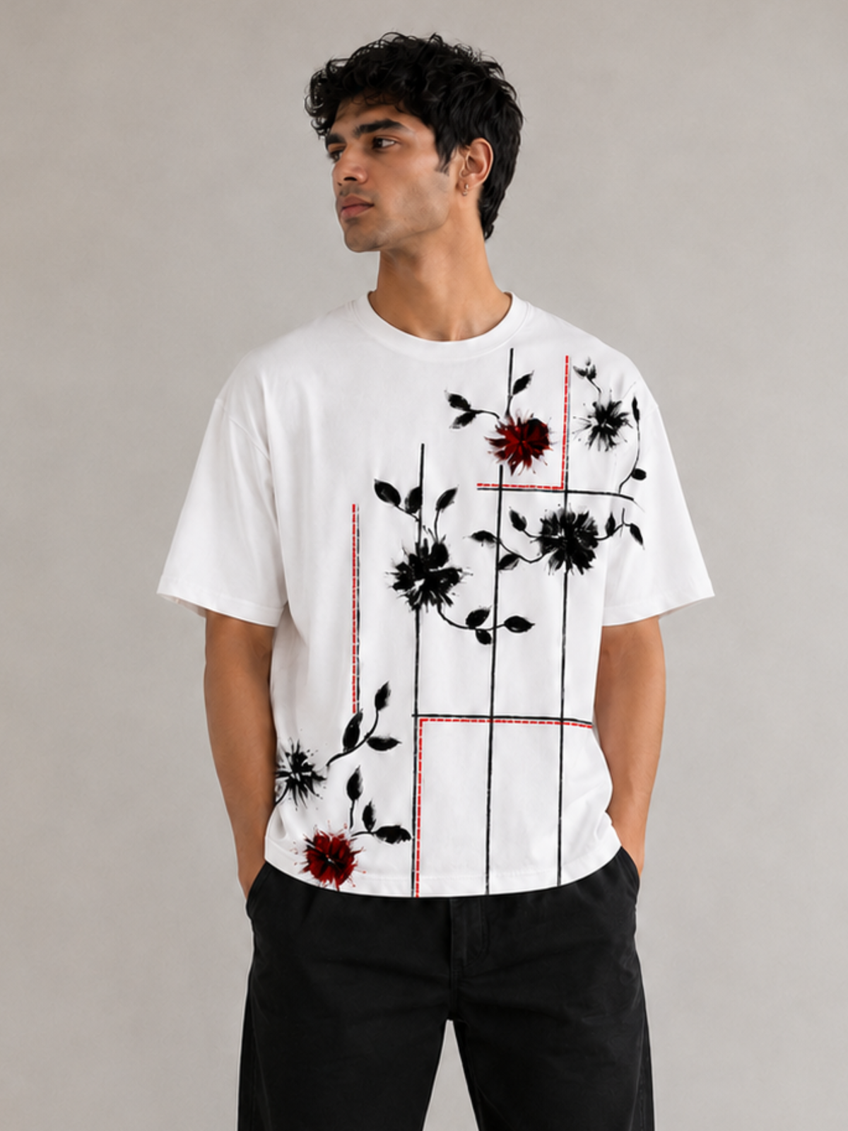 Rosecage Oversized Tee — White Men