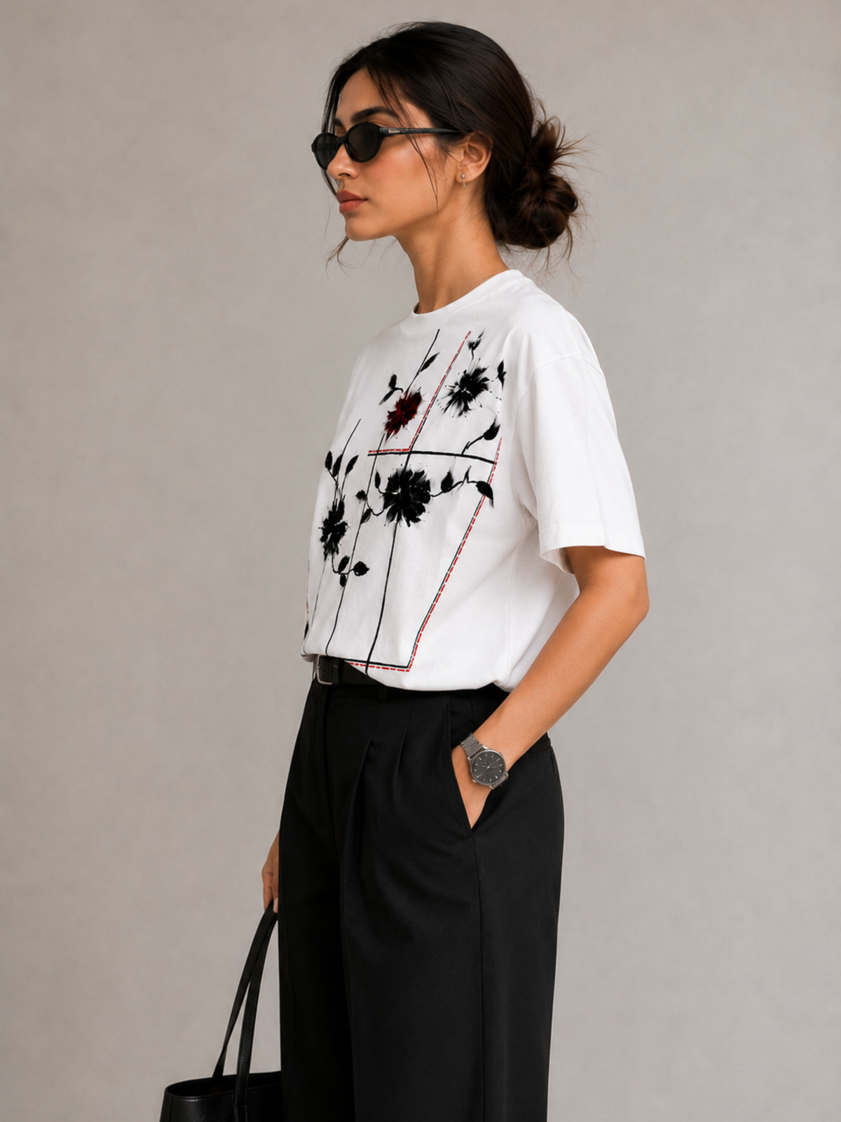Rosecage Oversized Tee — White Women