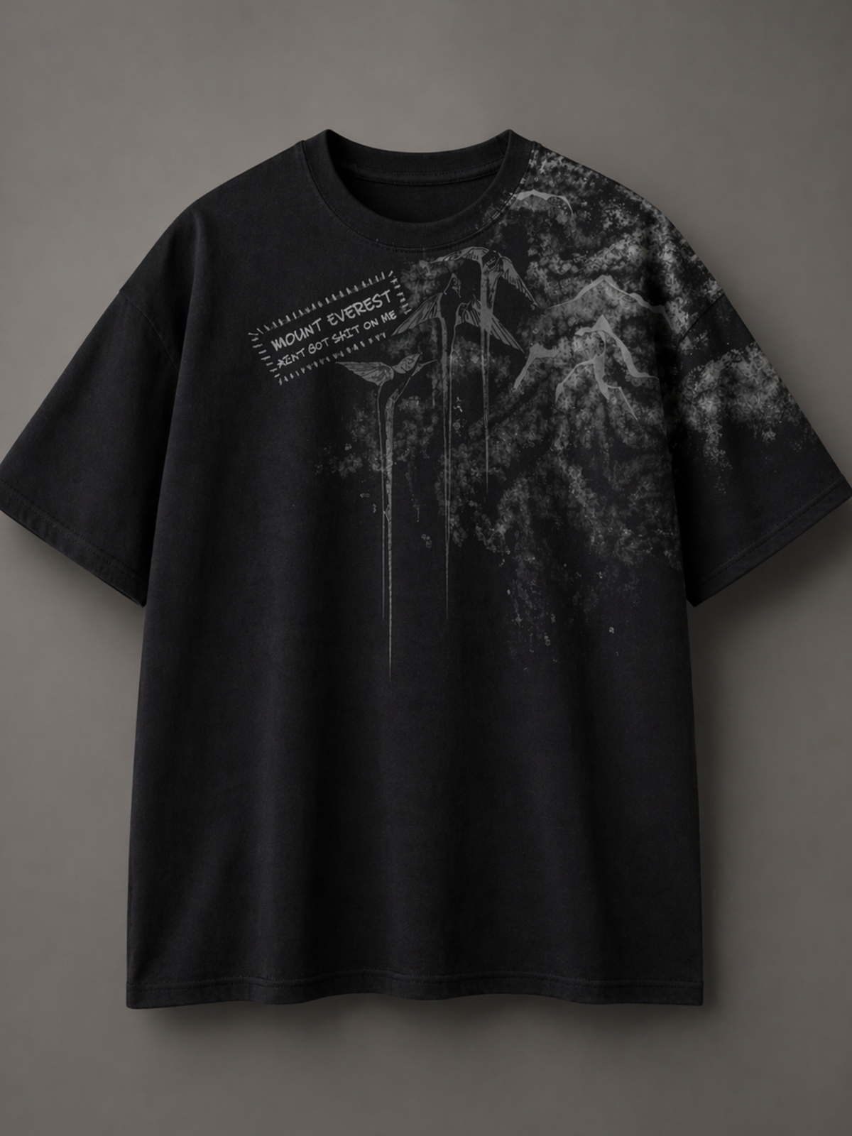Mount Everest Oversized Black Tee - WOMEN