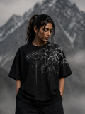 Mount Everest Oversized Black Tee - WOMEN