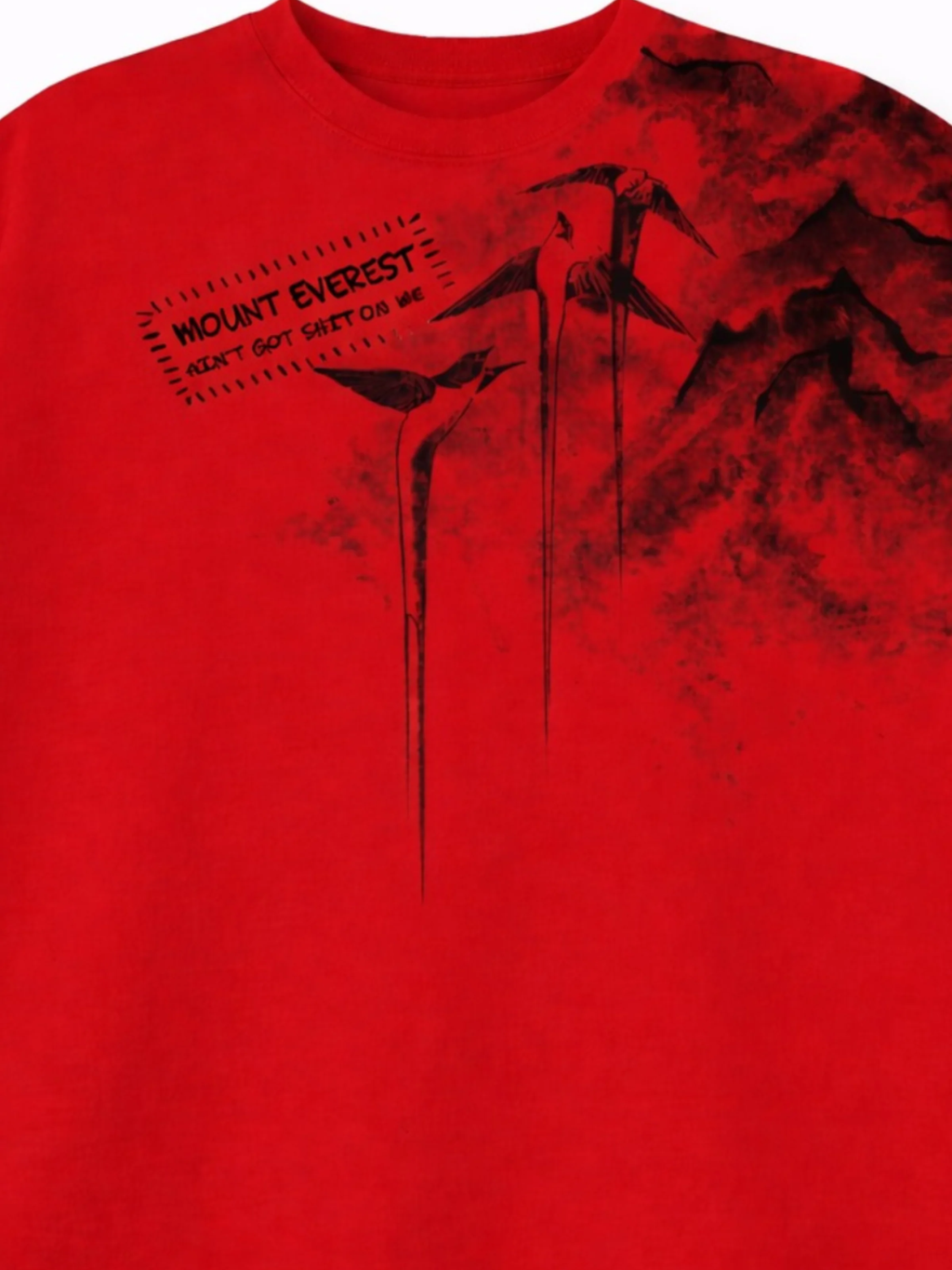 Mount Everest Oversized Red Tee - Men