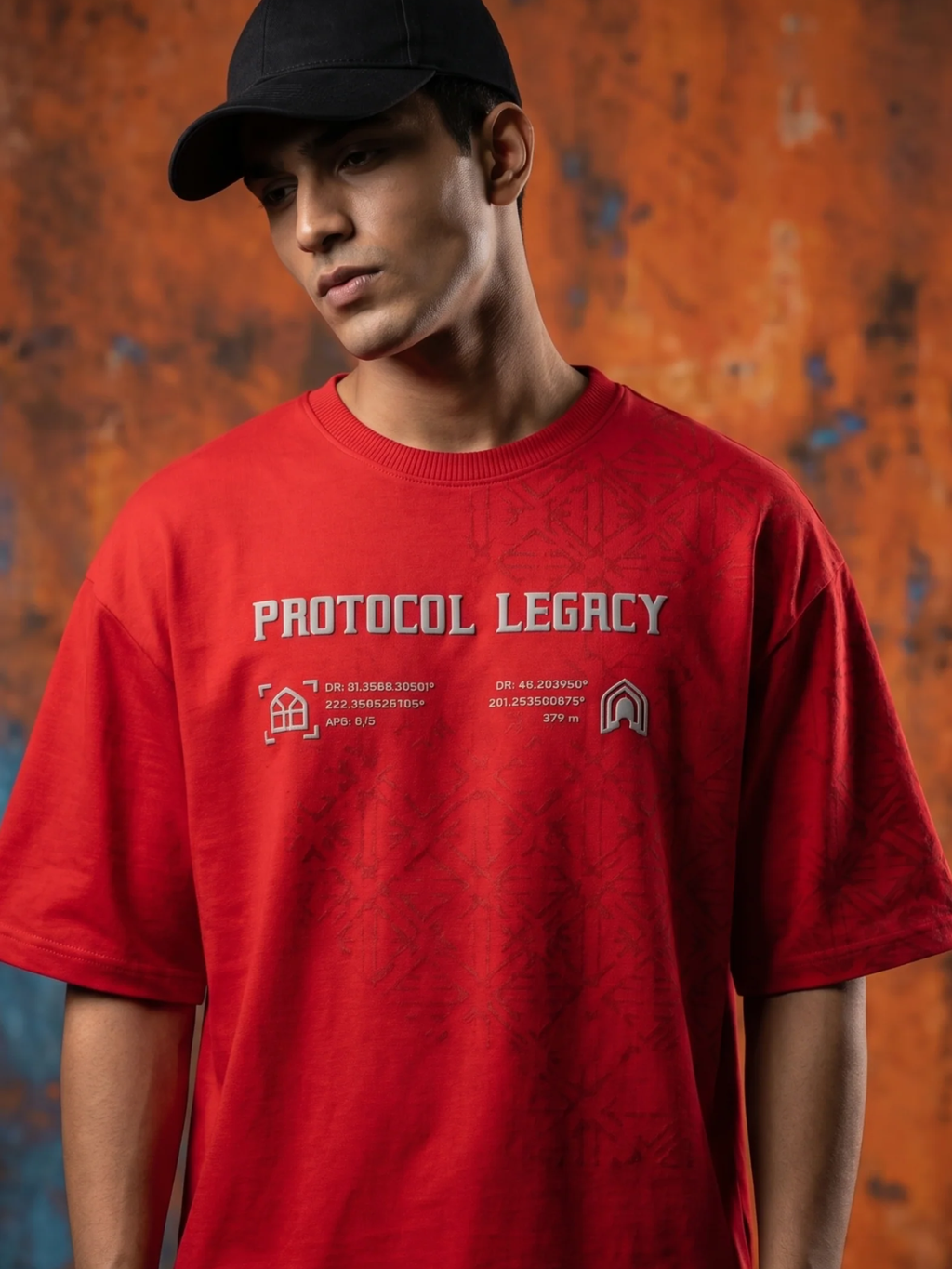 Protocol Oversized Red Tee - Men