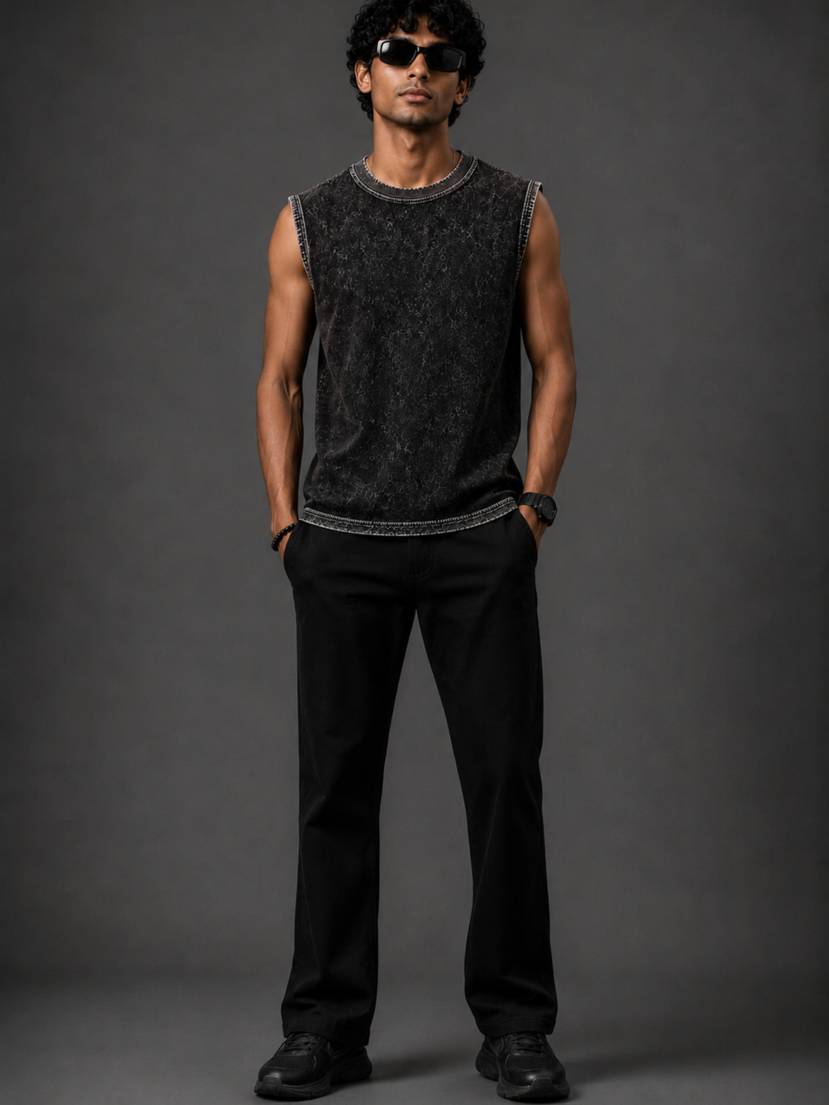 PulseMax Black Athletic Vest - Men