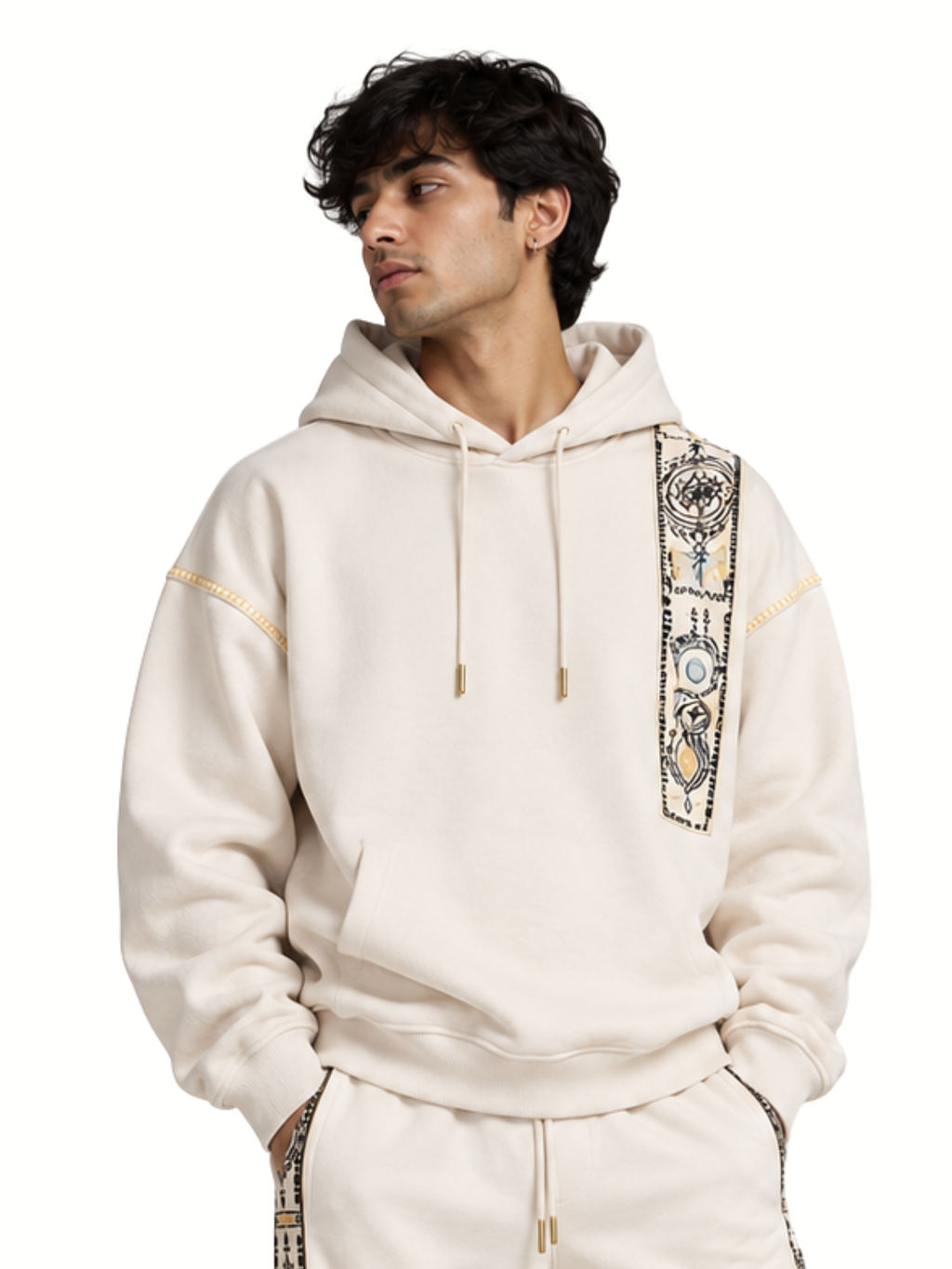 Cosmic Extra Drop White Hoodie-Men