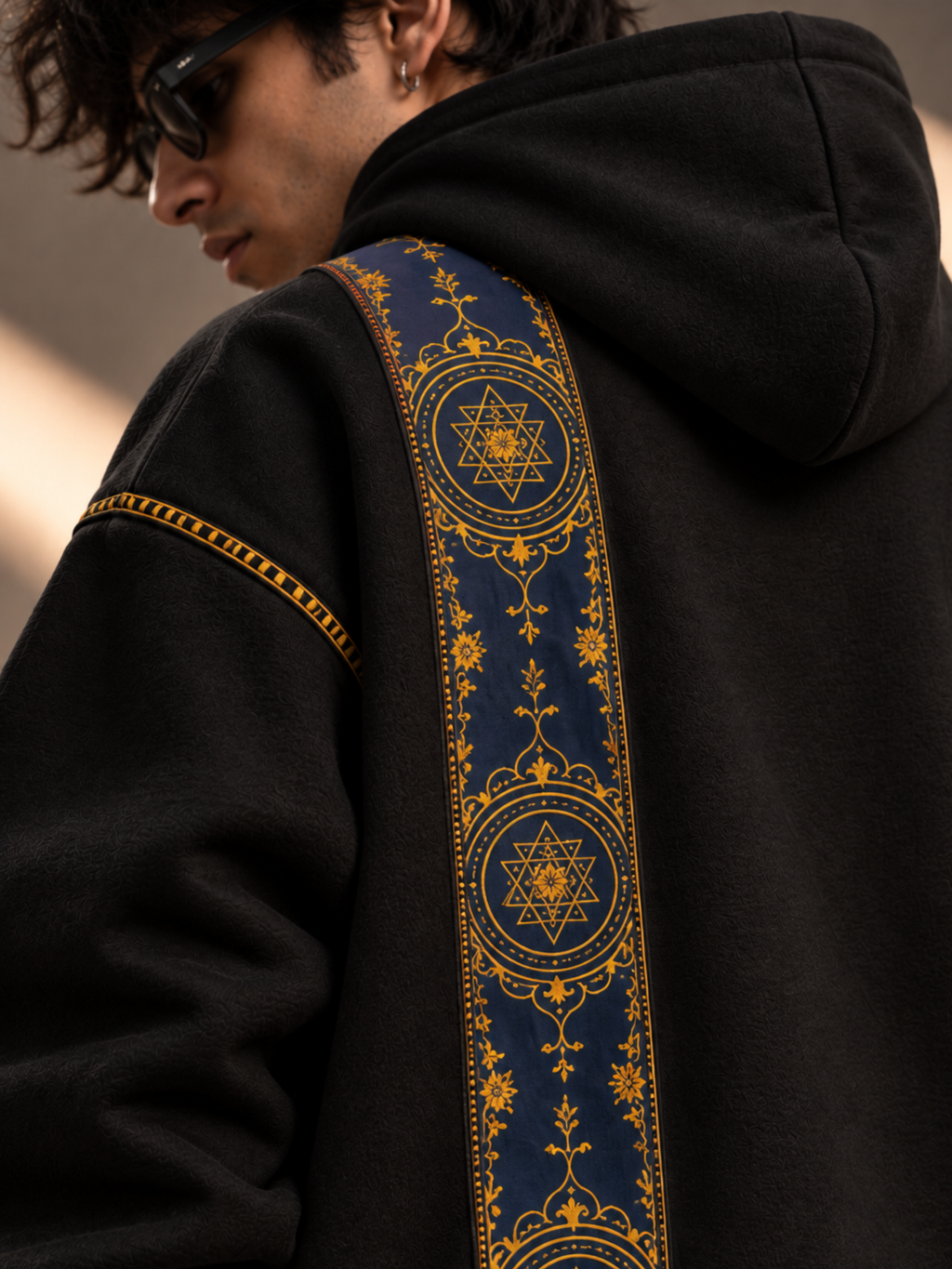 Cosmic Extra Drop Black Hoodie-Men