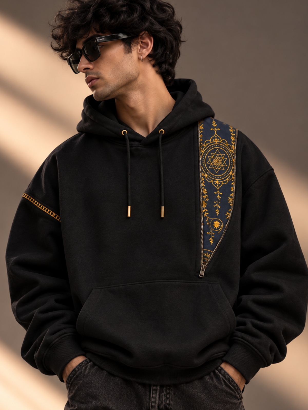 Cosmic Extra Drop Black Hoodie-Men